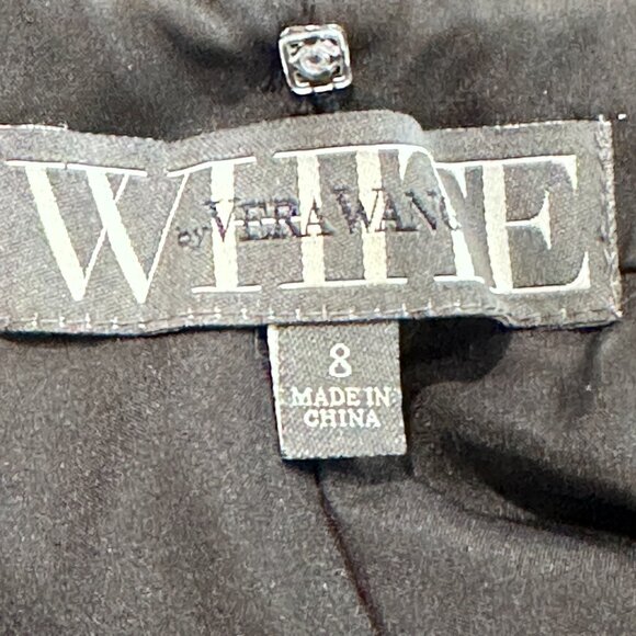 White by Vera Wang Gown Cowl Back Sash Black Tie Bridesmaid Formal Sz 8 VW360069 - Picture 2 of 12